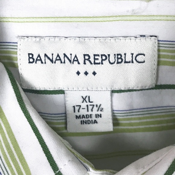 Banana Republic Dress Shirt Green White XL 17-17.5 - Picture 3 of 3